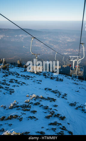 Ski lift up to the top of the Szrenica mountain in Szklarska Poreba resort town, Karkonosze mountains, Poland Stock Photo