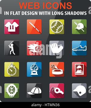 Flat design baseball icon set in ui colors. Vector illustration Stock ...