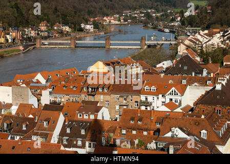 Heidelber: Rooftops and Neckar River Stock Photo