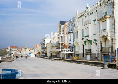 Sea front promenade with belle epoque architecture in Wimereux, Cote d' Opale, France Stock Photo