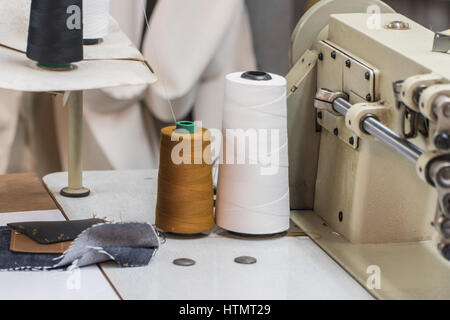 Abandoned textile factory - sewing machines Stock Photo