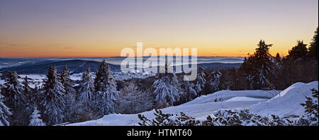 Sunset on the Inselsberg, Thuringian Forest, Thuringia, Germany Stock Photo