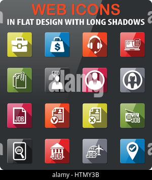 job search icons set in flat design with long shadow Stock Vector