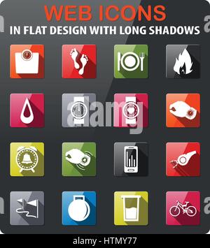 jogging icons set in flat design with long shadow Stock Vector