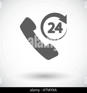 Support 24 hours. Single flat icon on white background. Vector illustration. Stock Vector