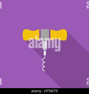 Corkscrew icon. Flat vector related icon with long shadow for web and mobile applications. It can be used as - logo, pictogram, icon, infographic elem Stock Vector