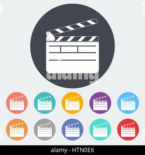 Director clapperboard. Single flat icon on the circle. Vector illustration. Stock Vector