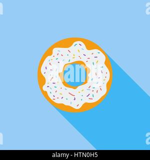 Donut icon. Flat vector related icon with long shadow for web and mobile applications. It can be used as - logo, pictogram, icon, infographic element. Stock Vector
