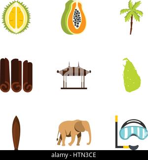 Sri Lanka attractions icons set. Flat illustration of 9 Sri Lanka attractions vector icons for web Stock Vector