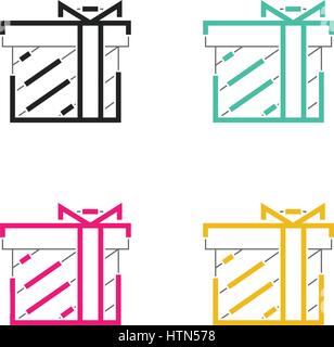 Christmas box icon neon light style Stock Vector