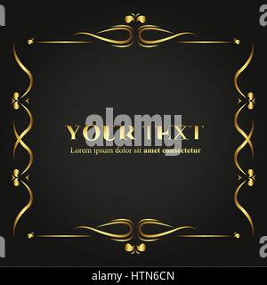 Ornate frames and card gold color Stock Vector