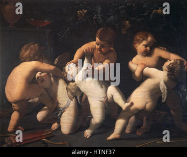 Putti fighting - Guido Reni (1575-1642) - Galleria Doria-Pamphili - Rome Stock Photo