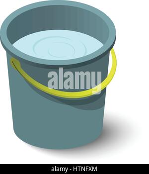Water bucket icon. Isometric illustration of water bucket vector icon for web Stock Vector