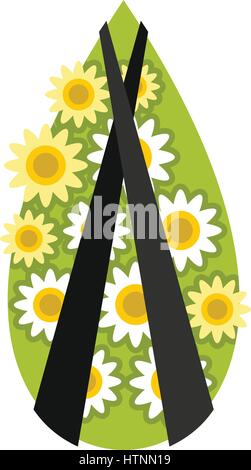 Memorial wreath icon in flat style isolated on white background vector illustration Stock Vector