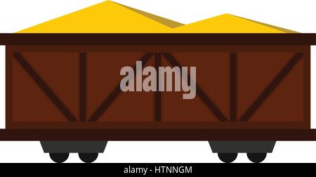 Train cargo wagon icon, flat style Stock Vector