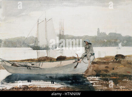 Winslow Homer - Gloucester Harbor and Dory (1880) Stock Photo