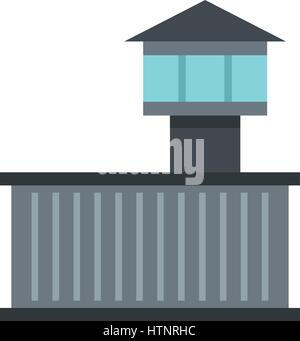 Prison tower icon, flat style Stock Vector
