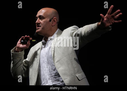 Sofia, Bulgaria - May 12, 2013: British theoretical physicist Jim Al-Khalili is lecturing at the Sofia Science Week. Stock Photo