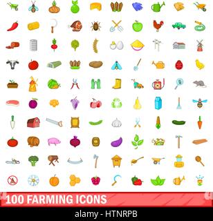 100 farming icons set, cartoon style Stock Vector Image & Art - Alamy