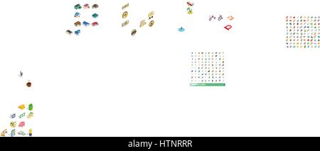 100 sport icons set, isometric 3d style Stock Vector