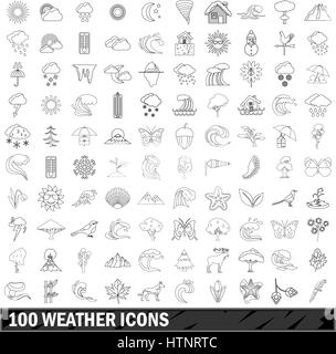 100 weather icons set, outline style Stock Vector Image & Art - Alamy