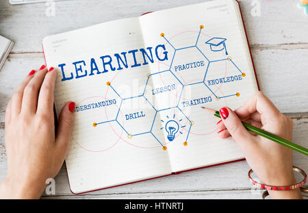 Learning Hexagon Pattern Diagram Graphic Icon Stock Photo - Alamy