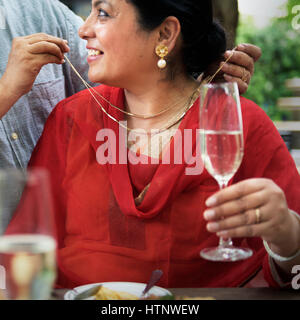 Indian Couple Dining Together Concept Stock Photo