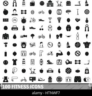 100 fitness icons set in simple style Stock Vector Image & Art - Alamy