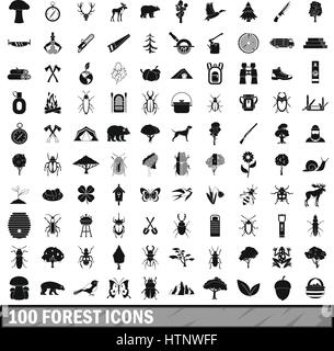 100 forest icons set in simple style Stock Vector Image & Art - Alamy
