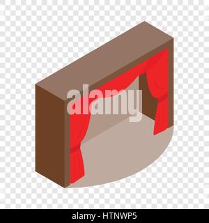 Theater stage with a red curtain isometric icon Stock Vector