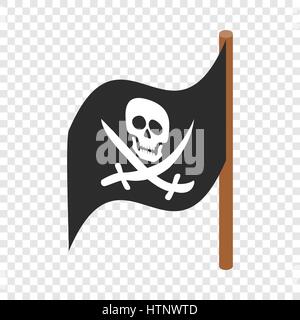 Pirate flag isometric icon Stock Vector