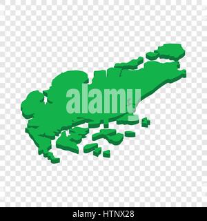 Map of Singapore isometric icon Stock Vector