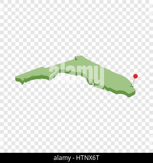Miami on map of Florida isometric icon Stock Vector