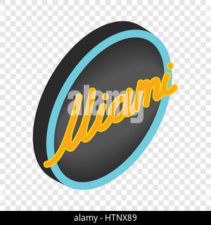 Neon sign Miami isometric icon Stock Vector