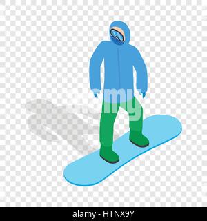 Snowboarder with snowboard deck isometric icon Stock Vector