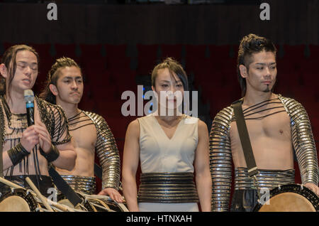 Madrid, Spain. 13th March, 2017. Presentation of the play 'Tao, Samurai of the drum' by the company Drum Tao will take place on 21-26 March 2017 in Theatres of Canal, Madrid, Spain, on 13th March 2017. Credit: Enrique Davó/Alamy Live News. Stock Photo