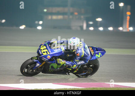 Losail Circuit, Qatar. 12th Mar, 2017. Valentino Rossi who rides for Movistar Yamaha during the final day of the Qatar MotoGP winter test at Losail International Circuit. Credit: Gina Layva/Alamy Live News Stock Photo