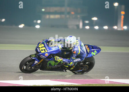 Losail Circuit, Qatar. 12th Mar, 2017. Valentino Rossi who rides for Movistar Yamaha during the final day of the Qatar MotoGP winter test at Losail International Circuit. (c) Gina Layva/Alamy Stock Photo
