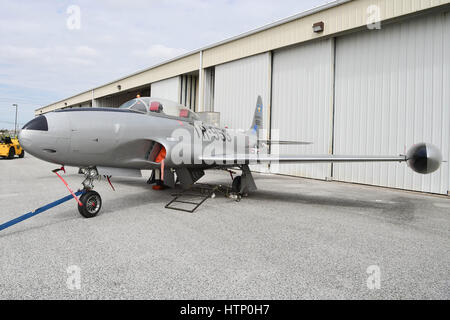 Houston, TX, USA. 13th Mar, 2017. March 13, 2017- The Collins Foundation T-33 on display at Ellington Field, Houston, Texas. Credit: Ken Murray/ZUMA Wire/Alamy Live News Stock Photo