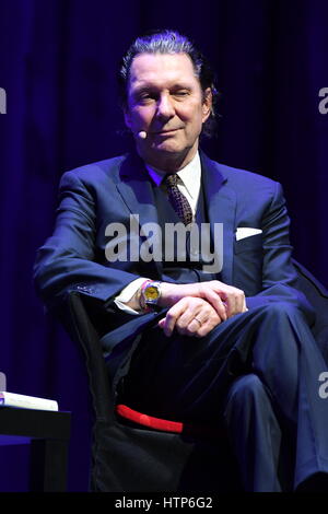 Cologne, Germany. 13th Mar, 2017. Swiss writer Martin Suter seen during a reading event at the international literature festival Lit.Cologne in Cologne, Germany, 13 March 2017. - NO WIRE SERVICE - Photo: Horst Galuschka/dpa/Alamy Live News Stock Photo