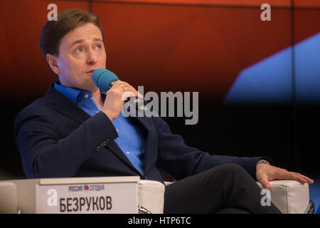 Moscow, Russia. 14th Mar, 2017. Producer and actor Sergei Bezrukov at a meeting with the makers of the film 'After You're Gone' Credit: Victor Vytolskiy/Alamy Live News Stock Photo