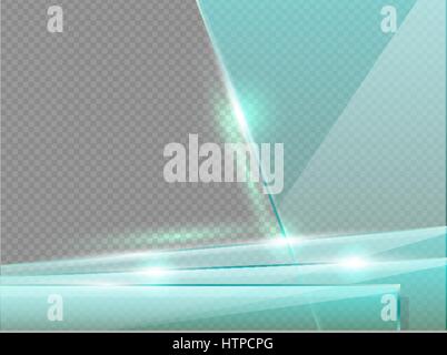 Transparent glass plates with spotlight, shadow and hotspot flare web page. Banner template or presentation frame. Modern background Stock Vector