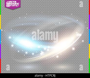 Circular lens flare transparennt light effect. Abstract cross ellipse. Rotational glow line. Power energy. Glowing ring trace background. Round shiny  Stock Vector