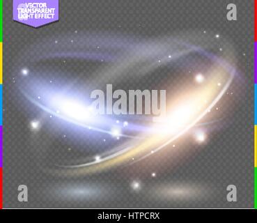 Circular lens flare transparennt light effect. Abstract cross ellipse. Rotational glow line. Power energy. Glowing ring trace background. Round shiny  Stock Vector