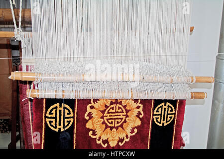 Shanghai, China, Asia, Chinese Loom, In Carpet Factory, Stock Photo