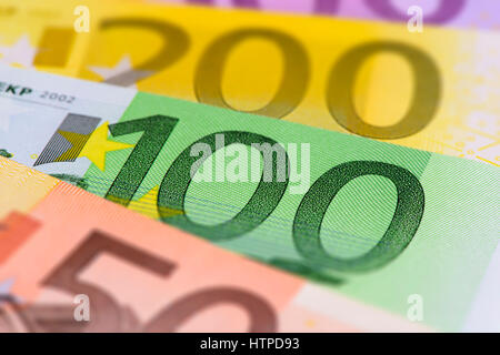 many different Euro banknotes Stock Photo
