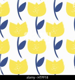 Simple Flower Seamless Pattern Background Vector Illustration Stock Vector