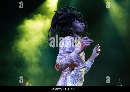 February 7th, 2017 - Toronto, Ontario, Canada: Nashville singer Valerie June performs at The Great Hall Stock Photo