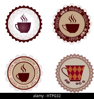 Cup set. Coffee break icon. Stylish tea mug collection isolated on white. Stock Vector