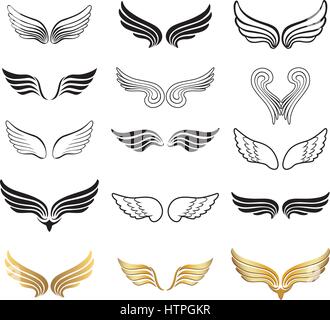 Wings Set. Stylish wild birds sign collection Stock Vector